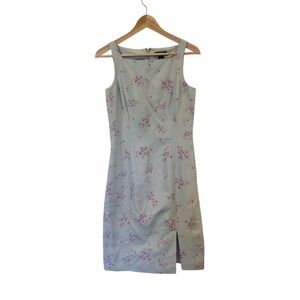 NEW Vtg 90's Y2K Ann Taylor Silk Blend Blue Floral‎ Sleeveless Shift Dress Sz 4